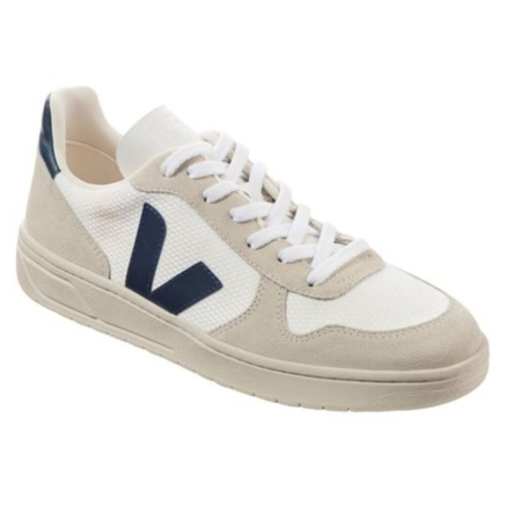 Veja V-10 Sneakers - White and Nautico Navy - Men’s 11.5 - Casual Modern Shoe